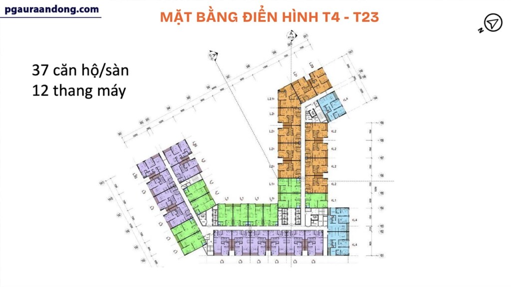 Mặt bằng tầng điển hình tại dự án PG Aura An Đồng Hải Phòng