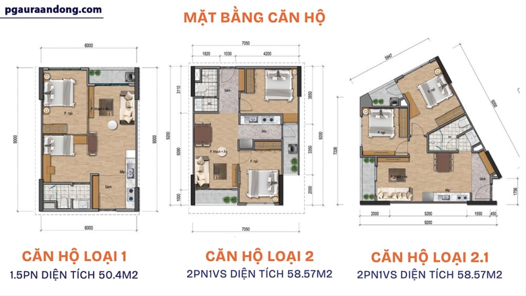 Thiết kế chi tiết căn hộ PG Aura An Đồng